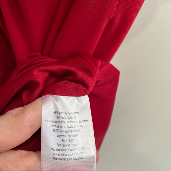 Alex Evenings Women's Red Long Knot Front Dress with Embellished Short Sleeve 18 - Picture 11 of 11